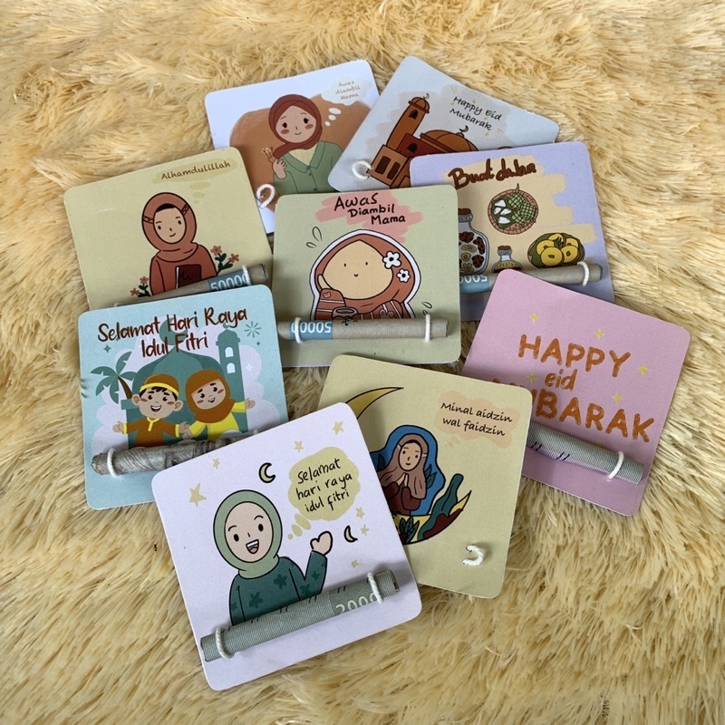 

50 pcs amplop lebaran unik lucu custom anak anak angpau uang diluar