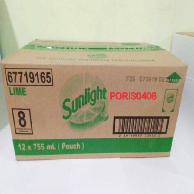 SUNLIGHT Jeruk Nipis Sabun Cuci Piring [755 mL x 12pcs]