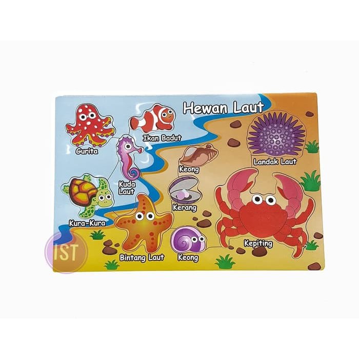 mwn.toys Puzzle Papan Kayu Hewan Laut Indonesia