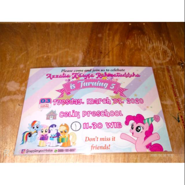 Kartu undangan ulang tahun tema little pony | Shopee Indonesia