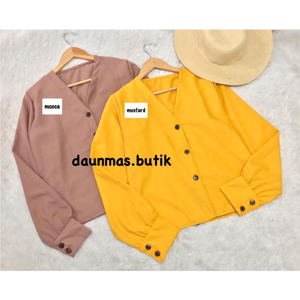 1KG MUAT 6PCS | OWLY BLOUSE KOREA KANCING BUSUI FASHION WANITA MUSLIMAH-OWLY MOCCA