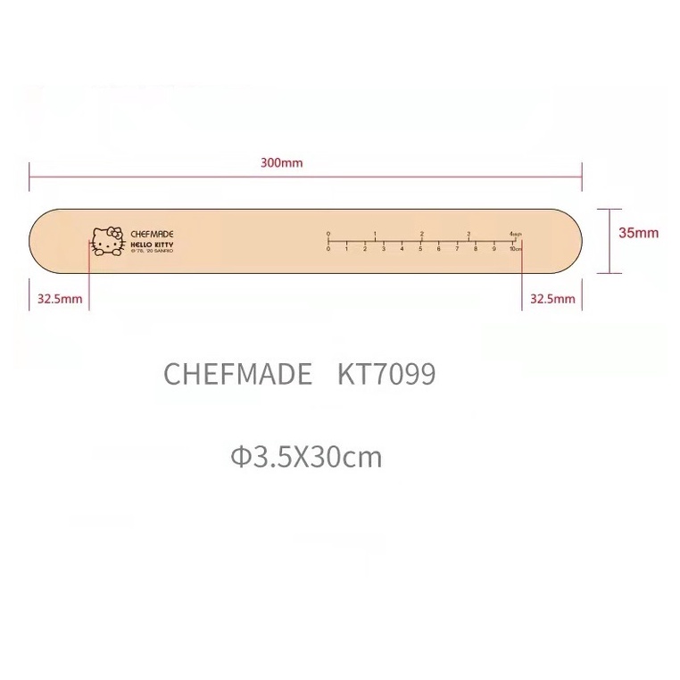 Hello Kitty 30 Cm Chefmade KT7099 Rolling Pin Cake Wood Roll Penggiling Adonan Kue