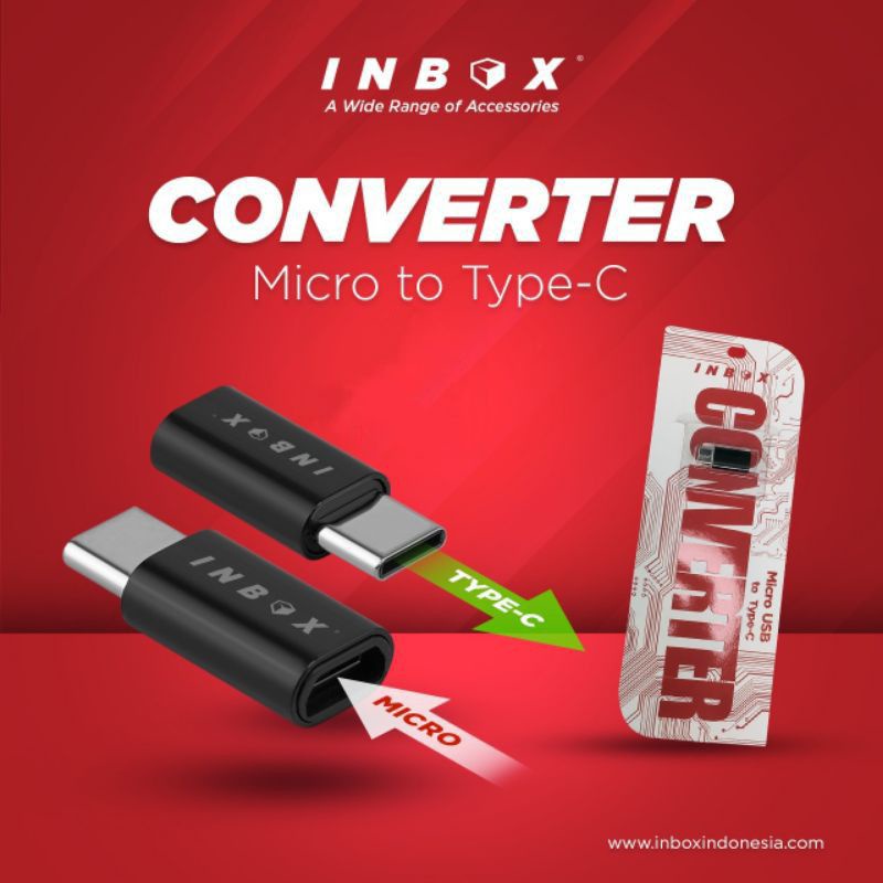 Sambungan Charger/data Converter Micro to type c/Micro to iphone/C to Micro/C to iphone by inBOX