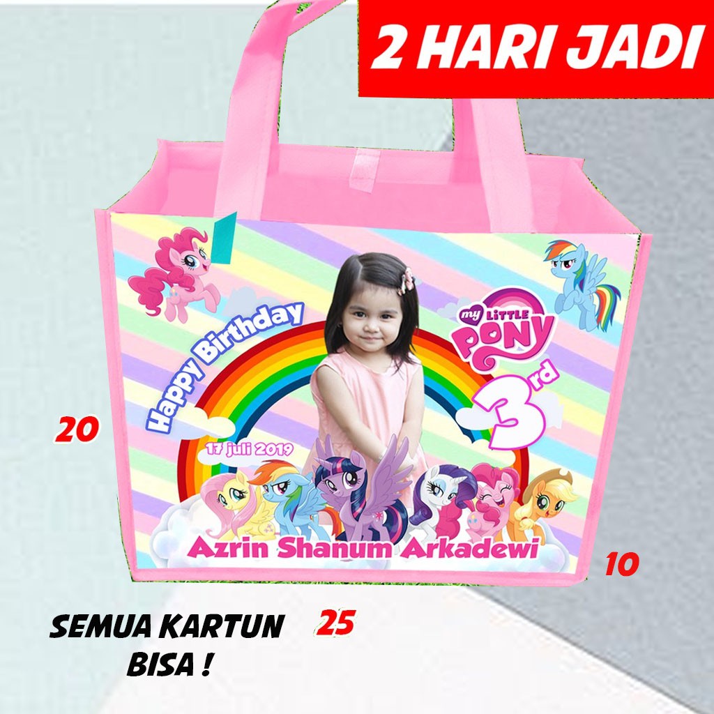 

TAS ULANG TAHUN persegi souvenir ultah/tas ulang tahun/goodie bag/souvenir ultah anak/tas jinjing