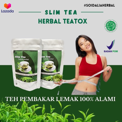 Slim Tea Detox Green Teh Pelangsing Badan Cepat Permanen BPOM 30X Seduh Obat Diet Ampuh Slim Tea Bea