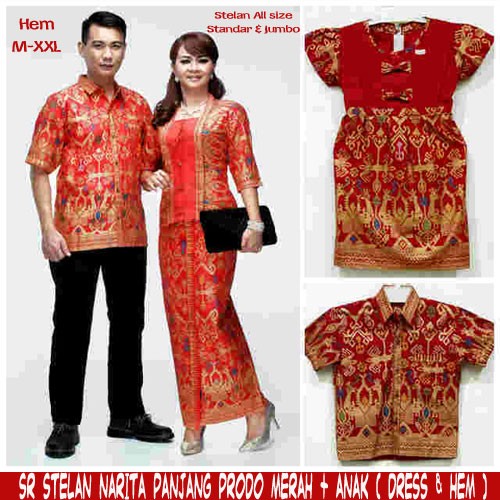 sarimbit keluarga narita prodo panjang + 2 anak[batik family[batikm keluarga[batik solo