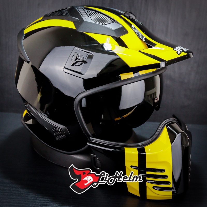 JPX HELM MX726R MX04 | SUPER BLACK YELLOW | MX726 R CROSSOVER MX 04