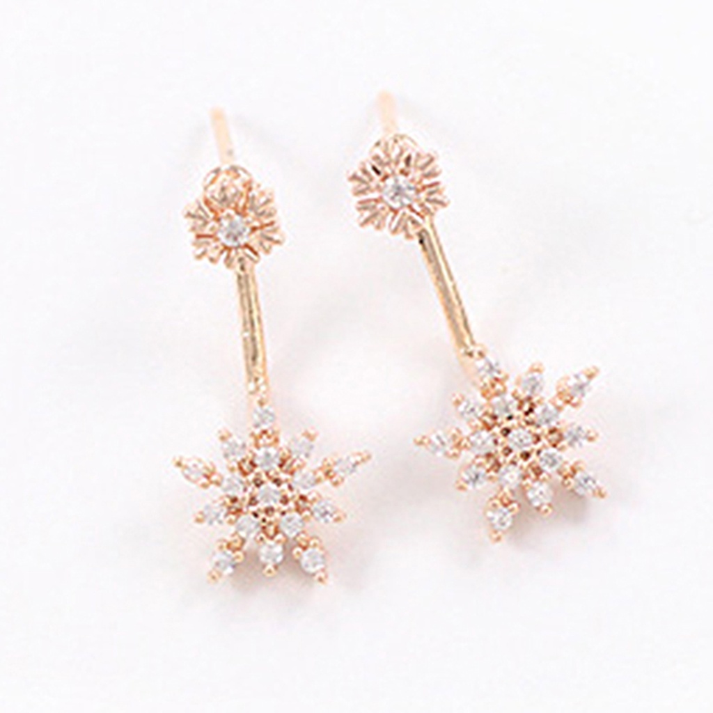 Hu Hu Hu Hu Hu Alat Bantu Pasang Kacamata♡ Anting Gantung Kristal Berlian Imitasi Model Snowflake Elegan Untuk Wanita