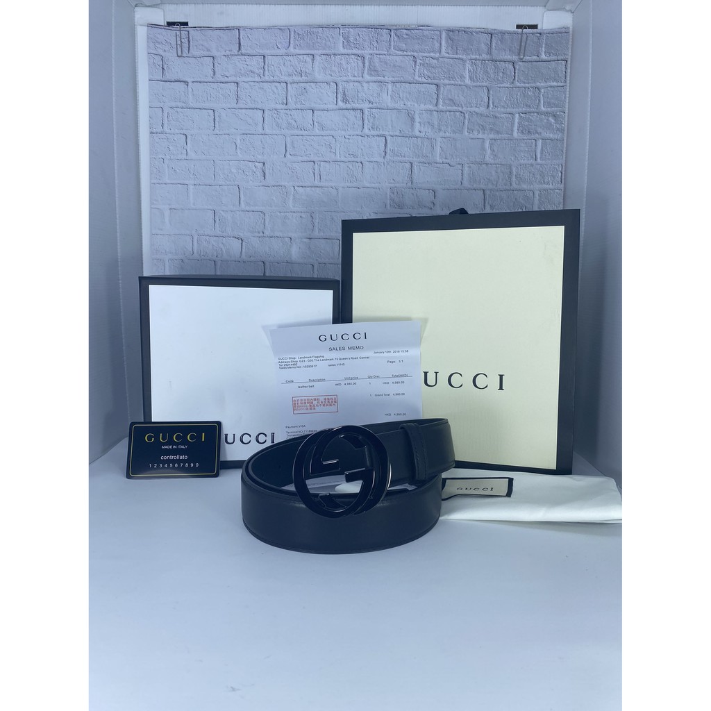gucci leather belt with interlocking g buckle