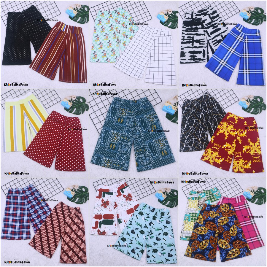 Kulot Motif uk 1-15 Tahun / Celana 3per4 Anak Perempuan Cewek Murah Celana Pendek Pants Adem babycinnamon