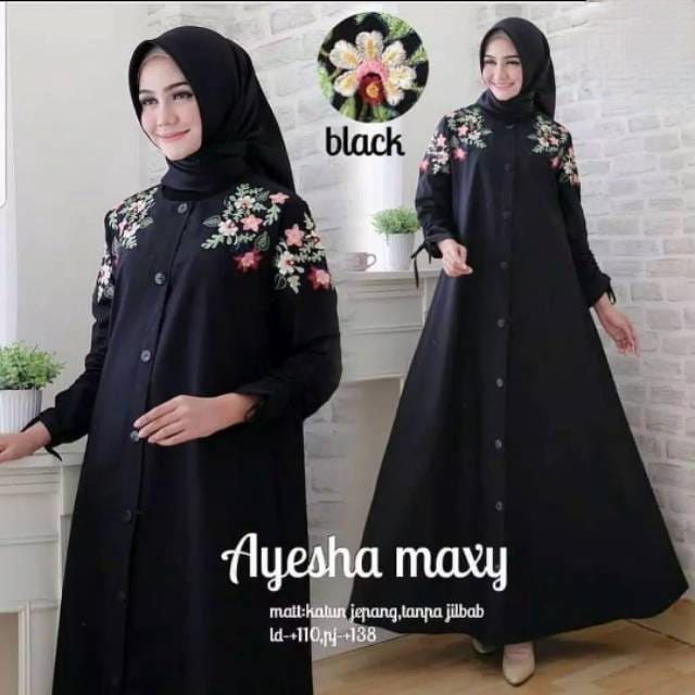 BUY 1 GET 1FREE | 5L XXXL XXL XL L M S |  AYESHA MAXI | BORDIR ASLI CANTIK BEST SELLER | GAMIS BIG SIZE