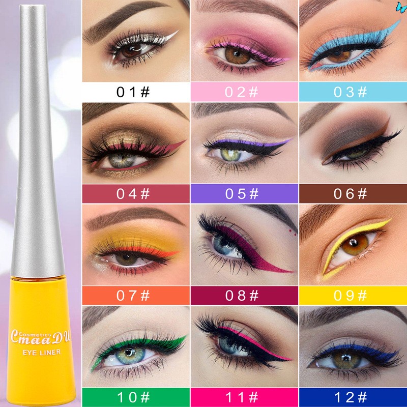 CMAADU Colorful Neon Liquid Matte Eyeliner Cair Warna Warni Waterproof Tahan Air