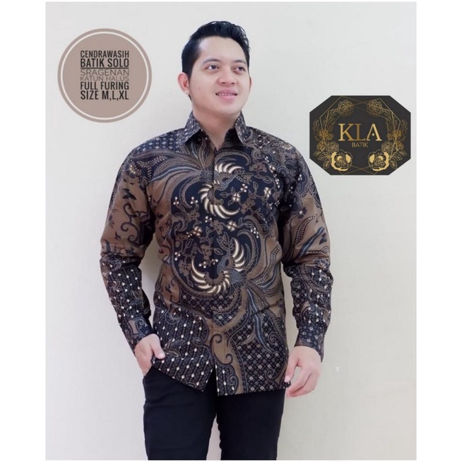 CENDRAWASIH KEMEJA BATIK SOLO PRIA LENGAN PANJANG LAPIS FURING ATASAN PREMIUM MODERN KOPRI PGRI KLA 