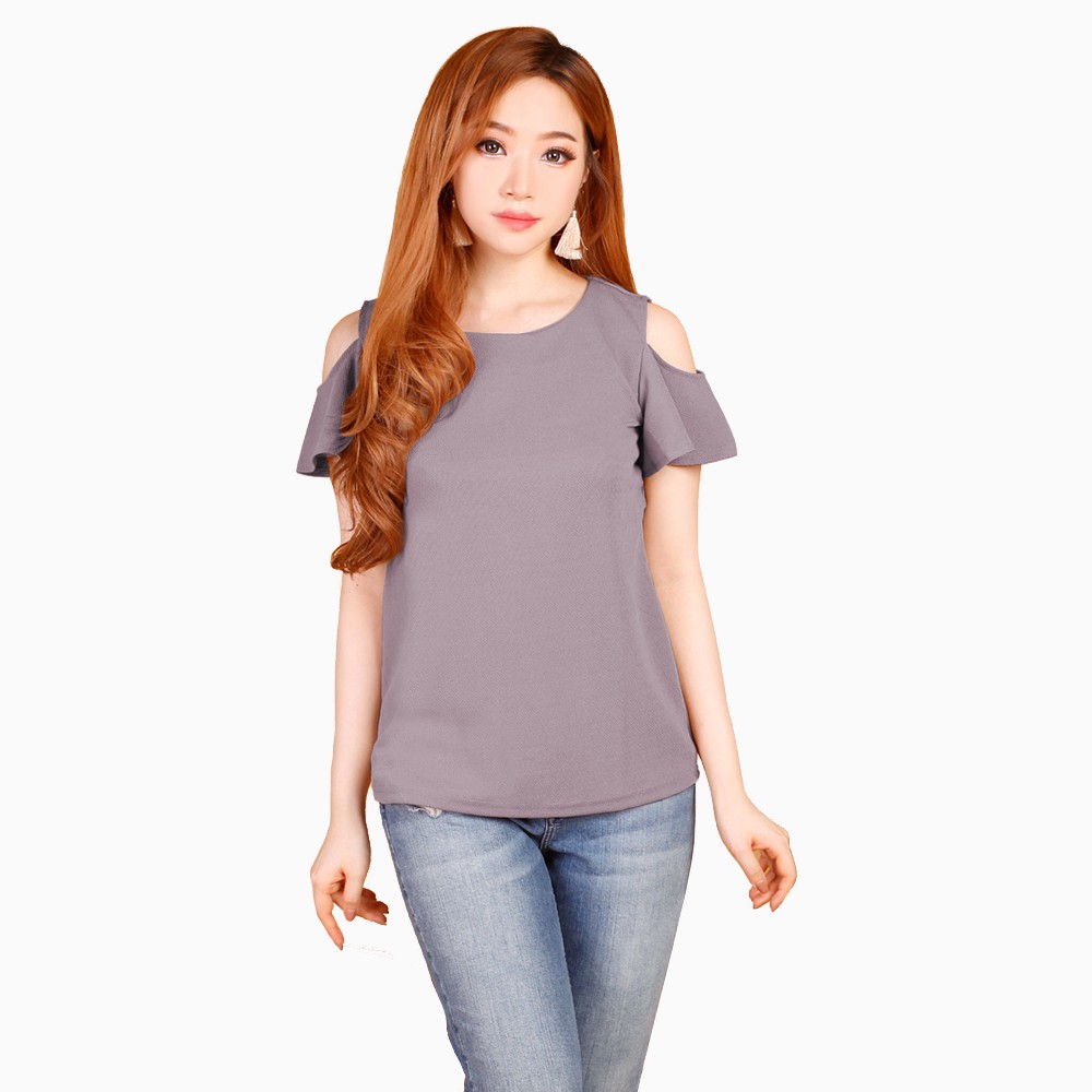 Blus Tangan Pendek Gaya Korea Bahu terbuka - XSHOP New May