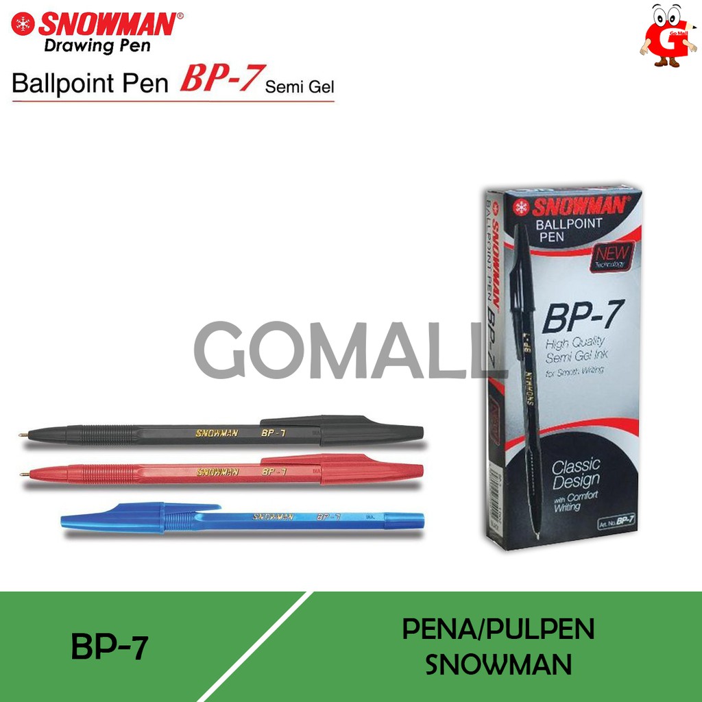 

Pulpen Bolpen Bolpoint Snowman BP - 7 / BP7 - Hitam
