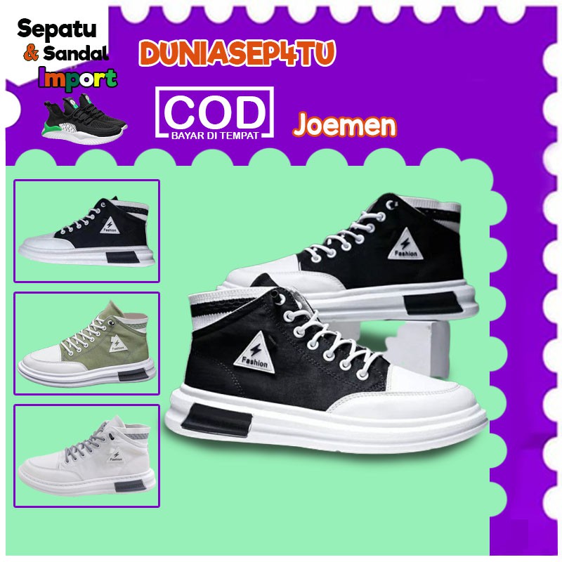 Sepatu Pria Keren High Kasual Sneakers Kekinian Trends Korea Terbaru  NDT10