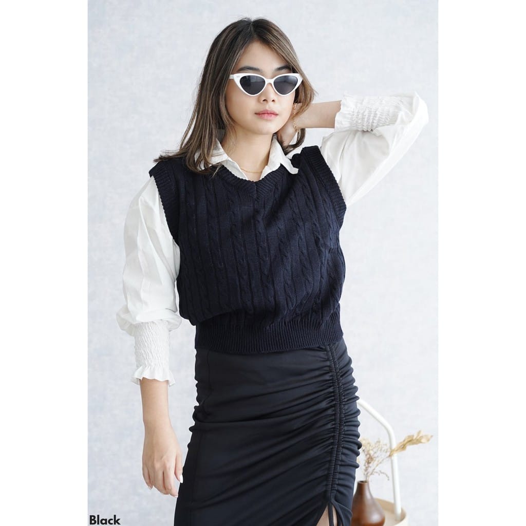 VEST CABLE SWEATER KNIT 7 GET/SWEATER BASIC RAJUT/MURAH BERKUALITAS