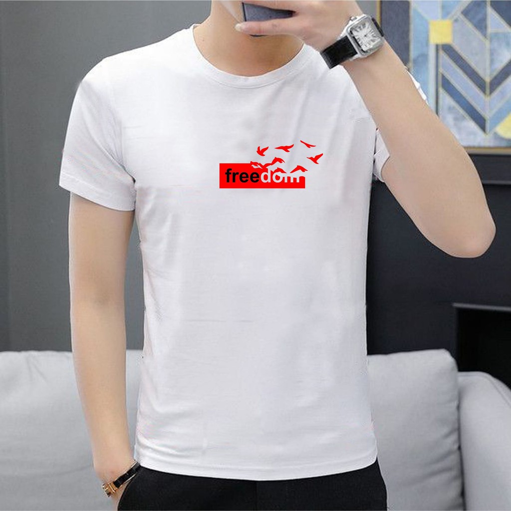 kaos t-shirt pria baju kaos pria fredomm/kaos distro/kaos simpel/baju distro/kaos unisex/baju kekinian/kaos fre