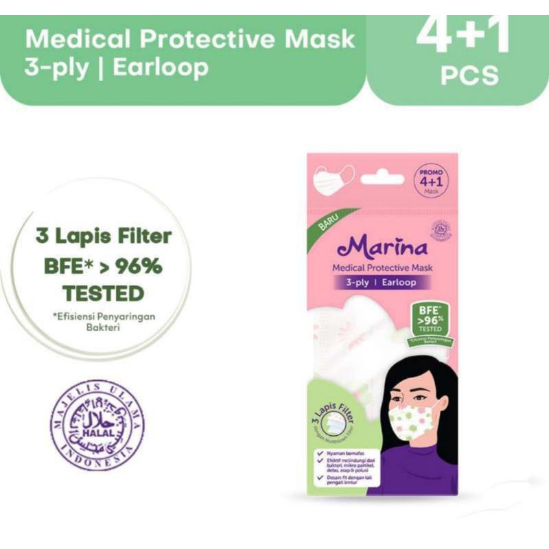 masker medis earloop marina isi 5