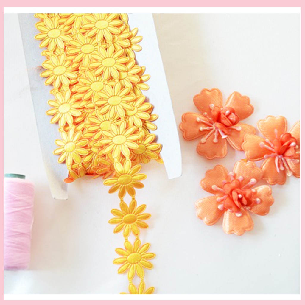 [PER ROLL] Renda Bunga Sun Flower - vintage rustic Renda Seserahan Renda Backdrop Harga Murah hiasan