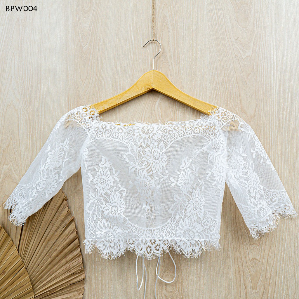 [STOK TERBATAS] BOLERO PENGANTIN CARDIGAN PESTA LACE BROKAT PREMIUM PUTIH BPW004