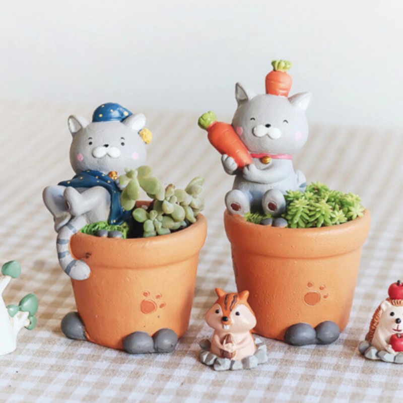 Pot Bunga Tanaman dengan Bentuk Kucing dan Bahan Resin Pot Bunga Tanaman dengan Bentuk Kucing dan Bahan Resin