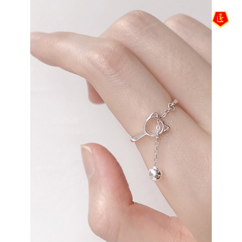 [Ready Stock]Hollow Cat Bell Ring Simple Creative Fashion