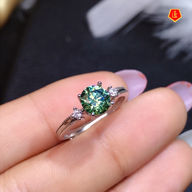 [Ready Stock]1 Karat Green Moissanite Open Ring