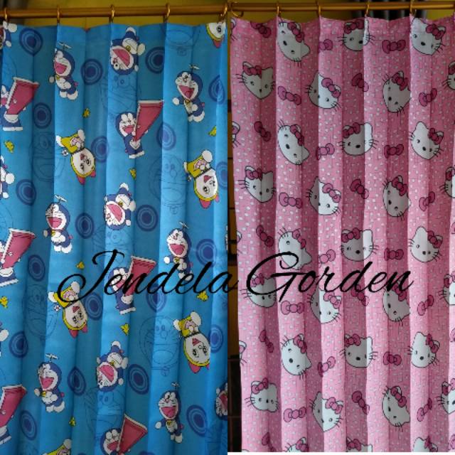 gorden tirai karakter hello kitty doraemon keropi