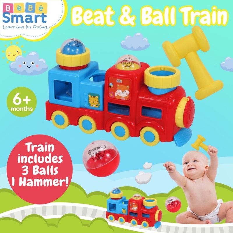 Bebe Smart Beat &amp; Ball Train Mainan Kereta Bola Bayi Edukasi Sensorik Kado Hadiah Ulangtahun