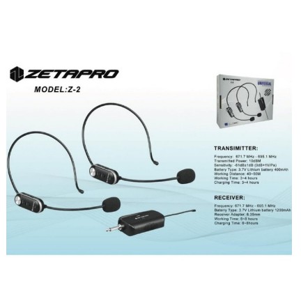 Mic Wireless Zetapro Z2 z 2 2 headset 2 Bando Original