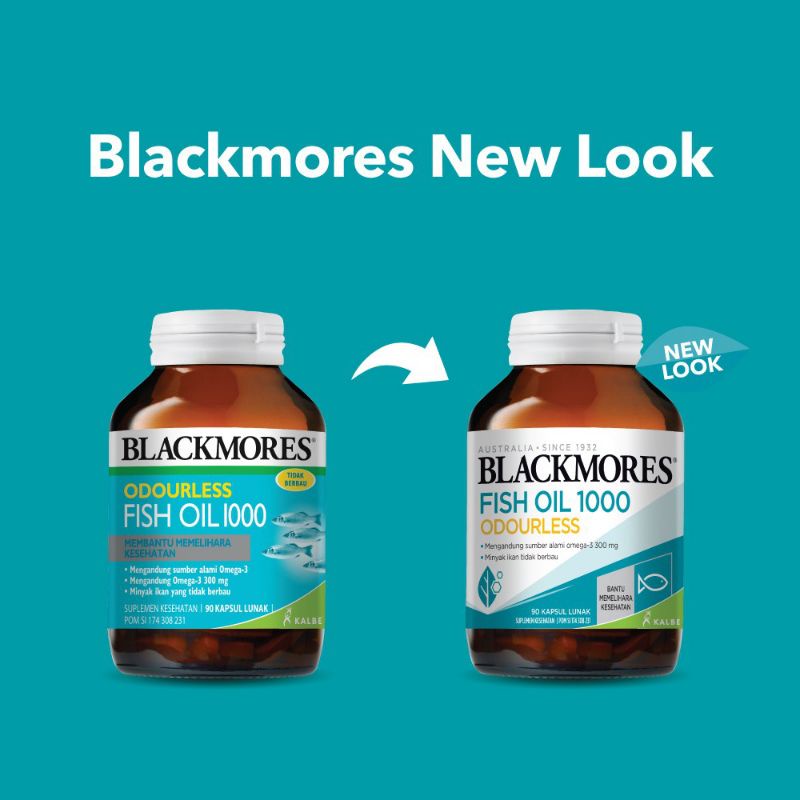 Blackmores Fish Oil Odourless 1000 mg 30s 90s Kapsul Lunak Fishoil Minyak Ikan