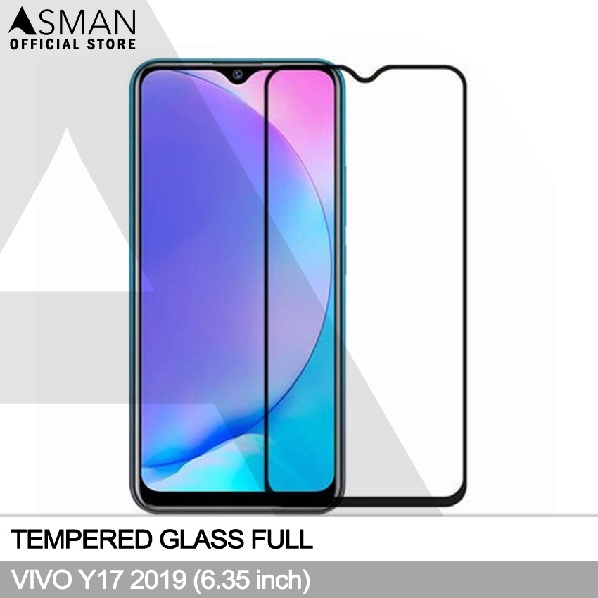 Tempered Glass Full VIVO Y17 (6.35&quot;) | Anti Gores Kaca - Hitam