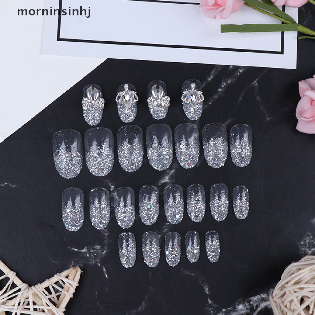 Mornin 24pcs Kuku Palsu Akrilik Full Cover Untuk Nail Art