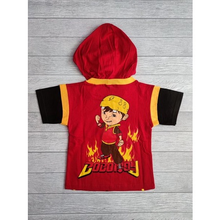 Kostum Karakter Anak Boboiboy Api Fire Setelan Celana Pendek Baju Laki Cowok