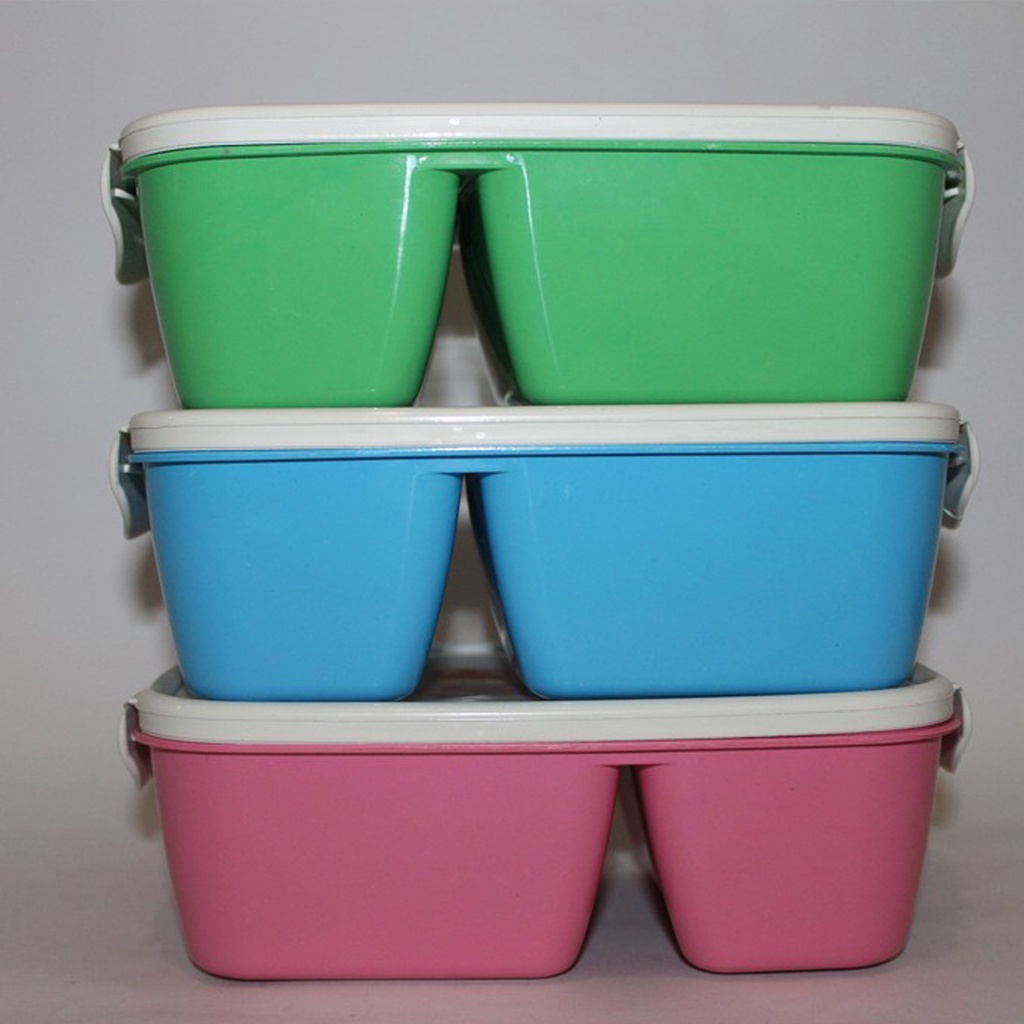 Set kotak makan lunch box set anak kotak bekal lucu lunchbag set waterproof lunchbox plastik sekat 3 anak