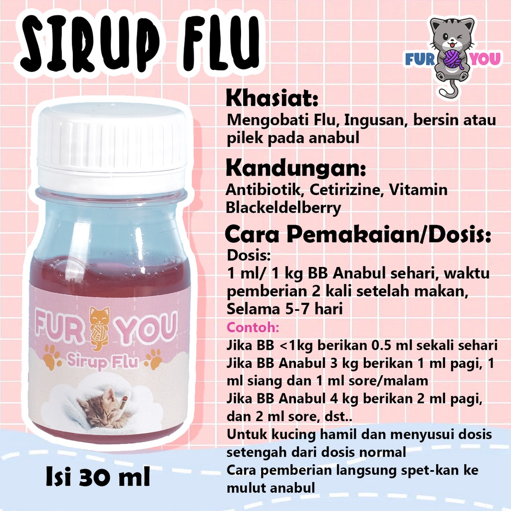 Furyou Sirup Flu Bersin Ingusan Kucing Anabul obat flu parah kucing flucat ampuh terbaik