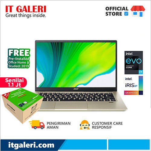 Laptop ACER SWIFT 3X SF314-510G NX.A10SN.003 I5-1135G7 16GB 512SSD 14" WIN10+OHS2019 GOLD