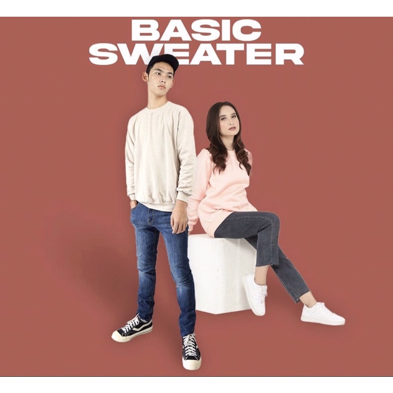 Basic Sweater Polos Crewneck Pria Wanita (Unisex)