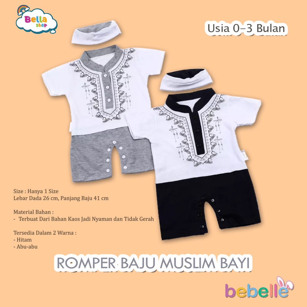 BEBELLE ROMPER BAJU MUSLIM BAYI / JUMPER KOKO BAYI USIA 0-3 M - BELLA SHOP