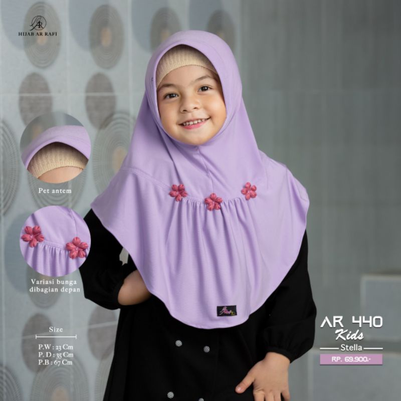 Ar 440 Kids Hijab bergo sekolah Anak bervariasi bunga  ( by Arrafi ori )
