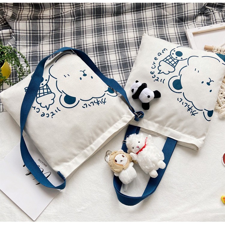  Tas  Kanvas Cute  Bear Simpel Motif by Go Green Shop 1020 