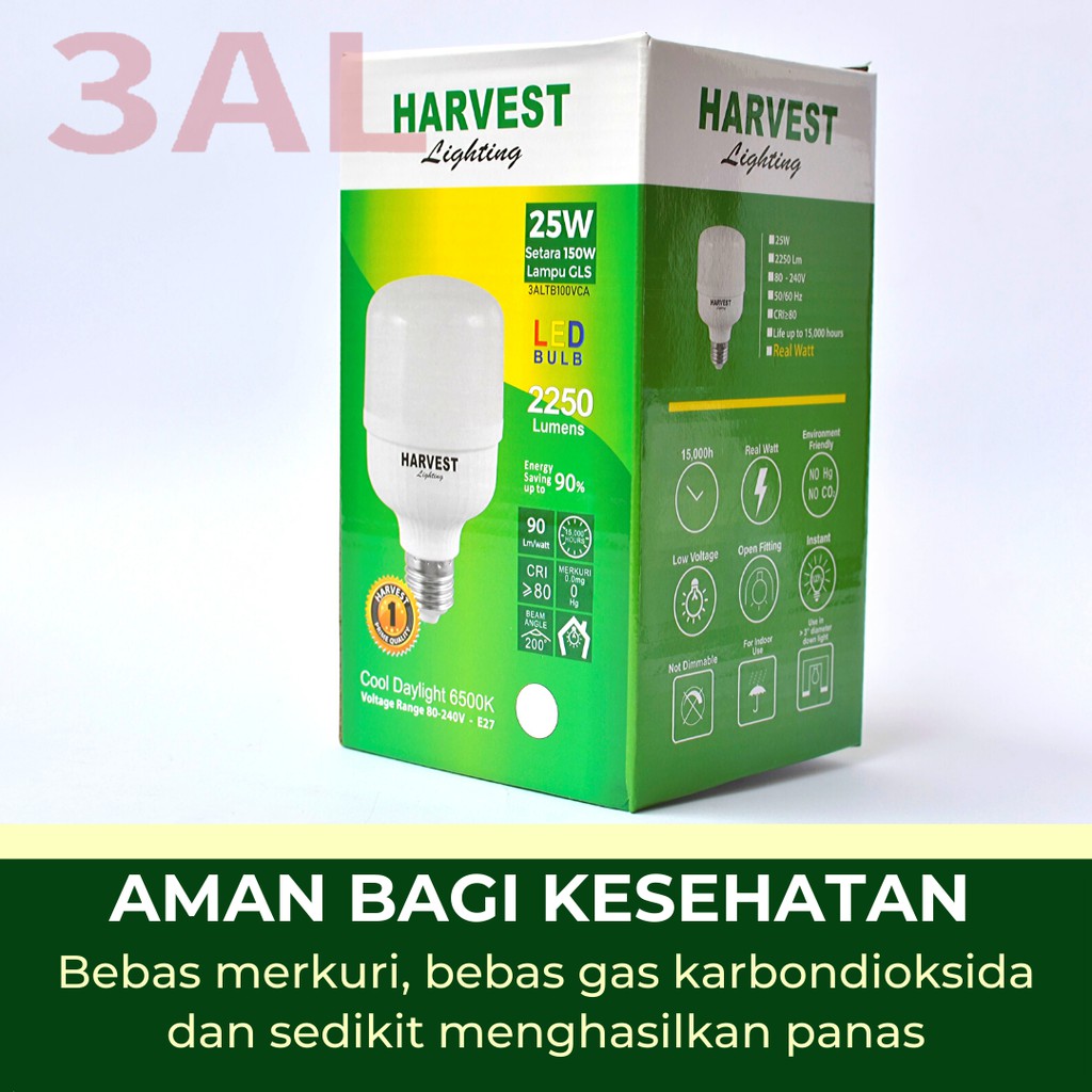 25W - Paket DUO - HARVEST LIGHTING Lampu Kapsul LED T-Bulb 25 watt Lampu Hemat Energi Original Bersertifikat SNI dan Bergaransi