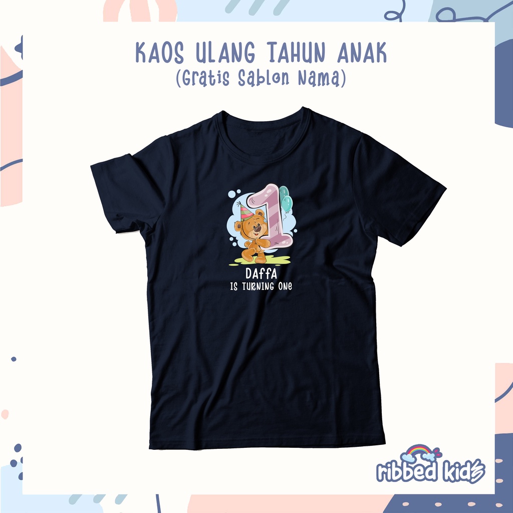 GRATIS SABLON NAMA | KAOS ANAK LAKI-LAKI DAN PEREMPUAN TEMA ULANG TAHUN USIA 1-13 TAHUN by Ribbedkids