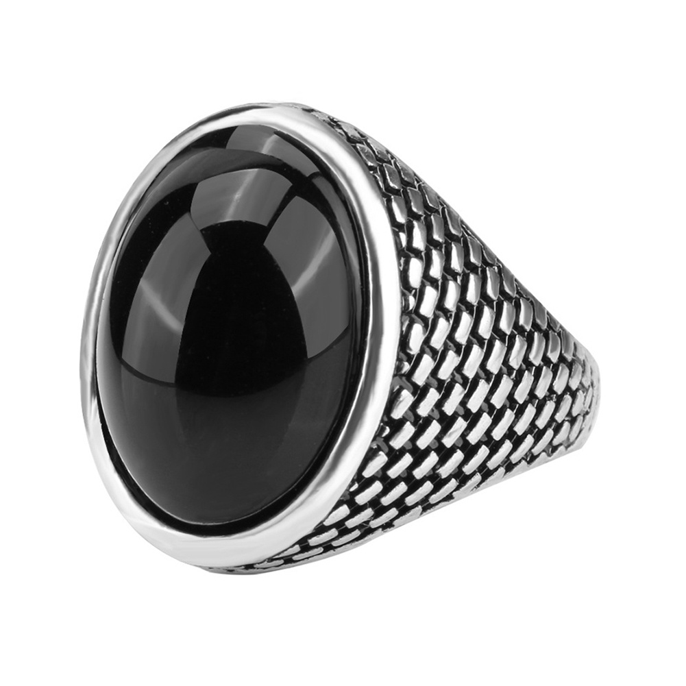 Hu Hu Hu Hu Hu Alat Bantu Pasang Kacamata♡ Cincin Batu Permata Imitasi Bentuk Oval Besar Gaya Vintage Punk Gothic Untuk Pria