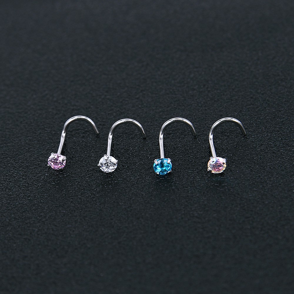 12pcs / Set Anting Tindik Hidung 20g Bahan Stainless Steel 316l Hias Kristal Warna Biru