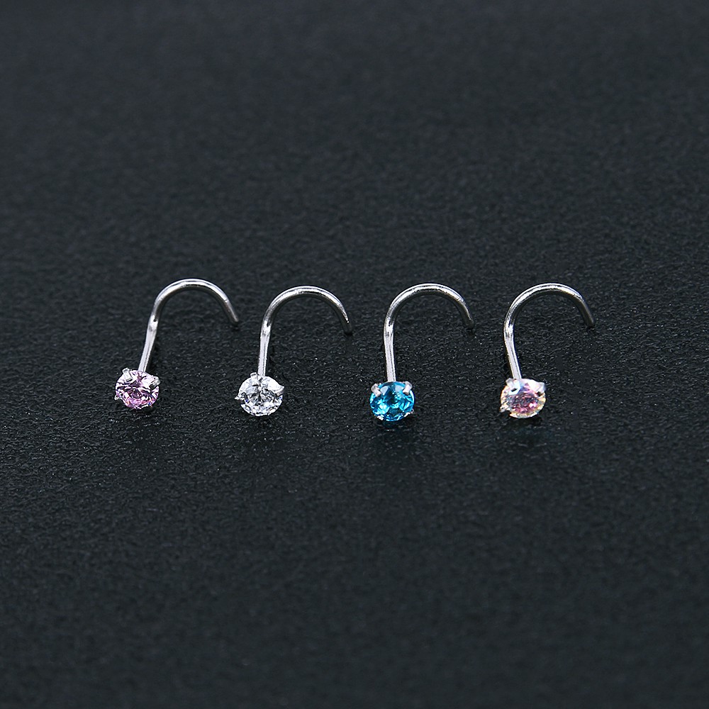 9pcsset Anting Tindik Hidung Bahan Stainless Steel 316l Ukuran 3mm Berat 20g Aneka Warna