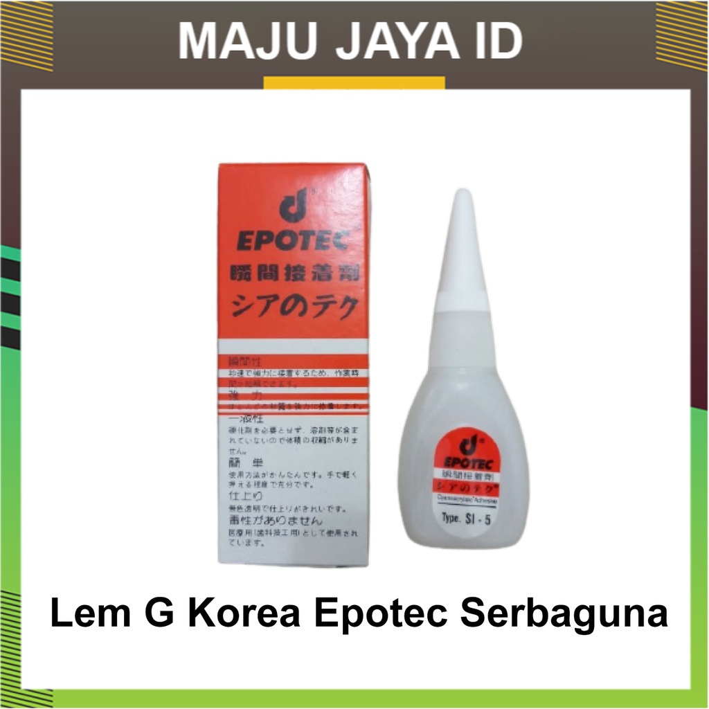 

Lem Korea G Epotec Original/Asli Grade 1/ Power Glue/ Super Glue MJ Maju Jaya ID