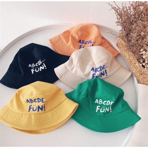 kiddiwear TOPI BUCKET FASHION HAT ANAK MOTIF HURUF - TOPI ANAK UNISEX MOTIF ABCDE FUN