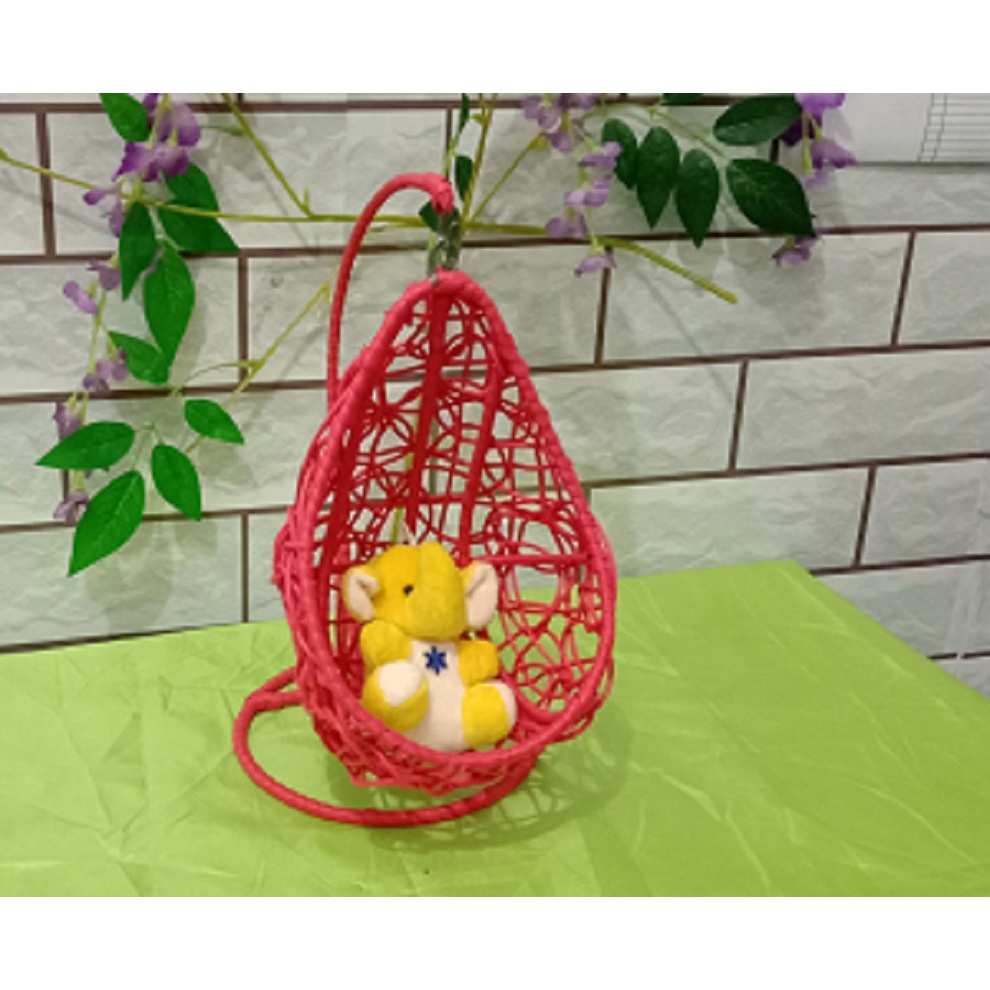 Ayunan gantung Keranjang Ayunan rotan Miniatur VAS Bunga Ayunan Rotan Mini keranjang bunga vas mini 